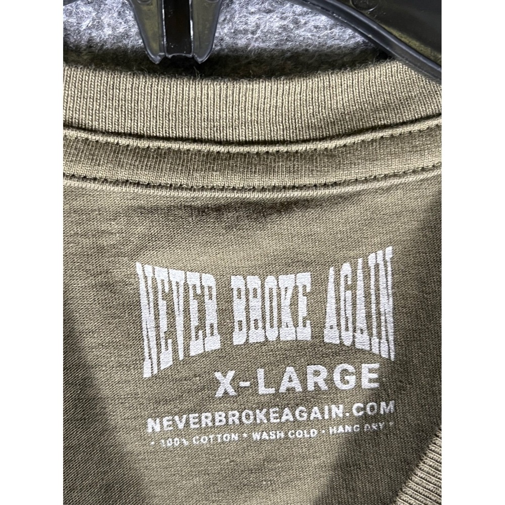 Never Broke Again Men XL Olive Green Graphic Tee YoungBoy NBA Sunset Print Shirt - Picture 4 of 8